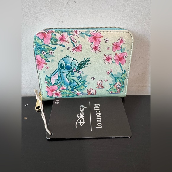 Loungefly Disney Stitch and Ducks Floral Mini Zipper Wallet - Picture 2 of 4